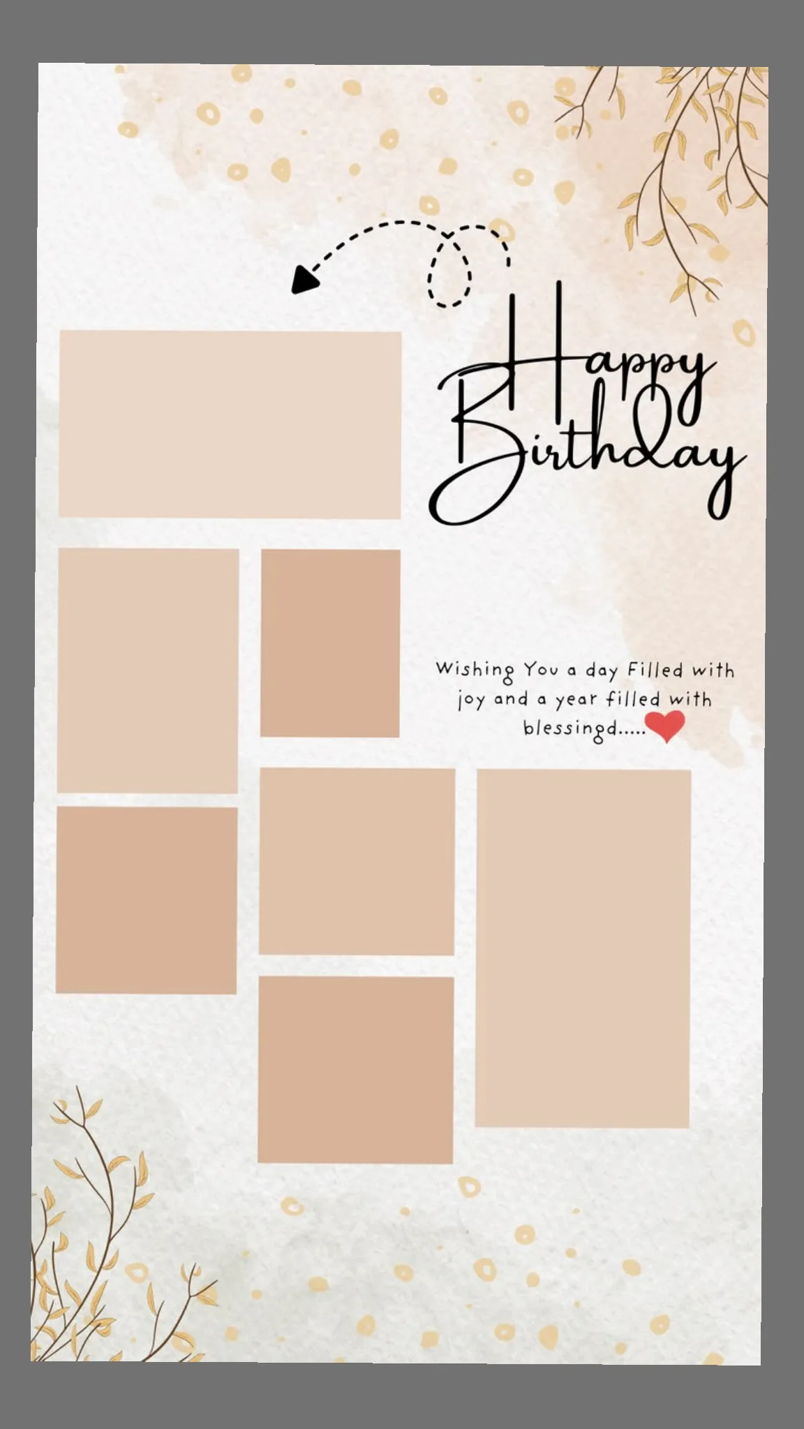 Gold Leaf Birthday Collage template preview