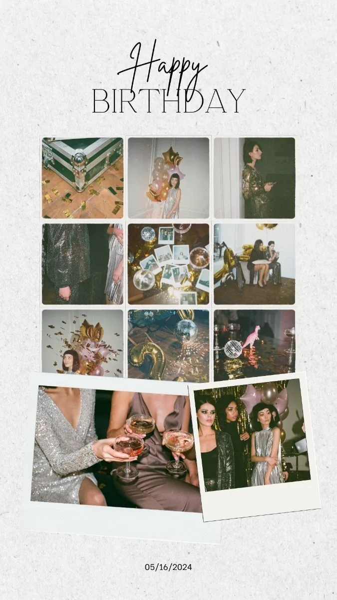 Retro Polaroid Birthday Collage template preview